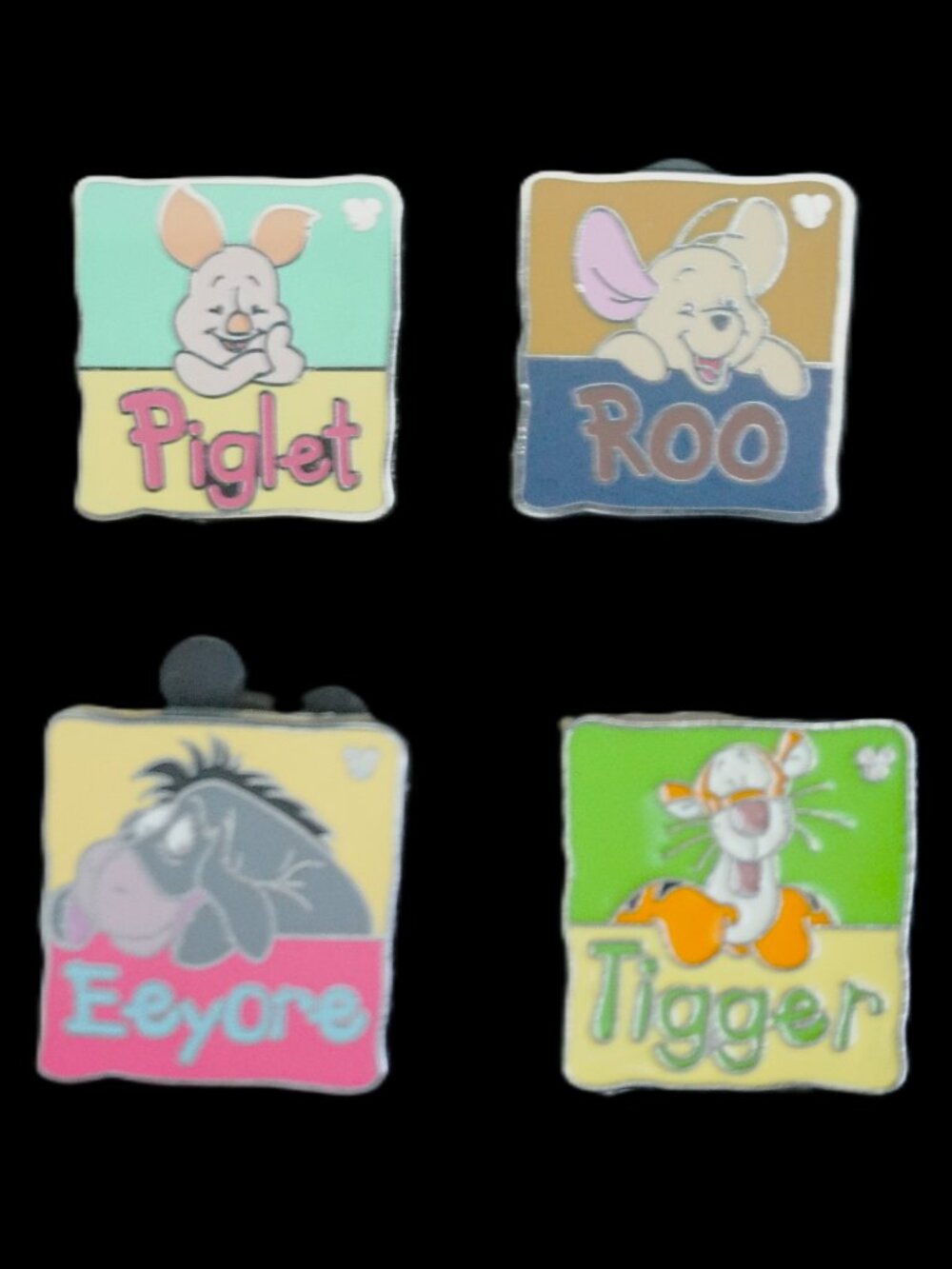Disney Pin Trading 4 Pin Lot Featuring Square Winnie the Pooh and Friends (065)